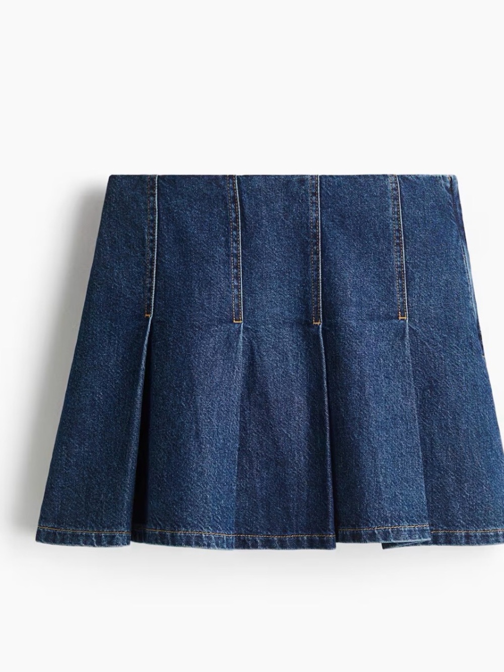 H&M Dark Blue Denim Pleated Mini Skirt